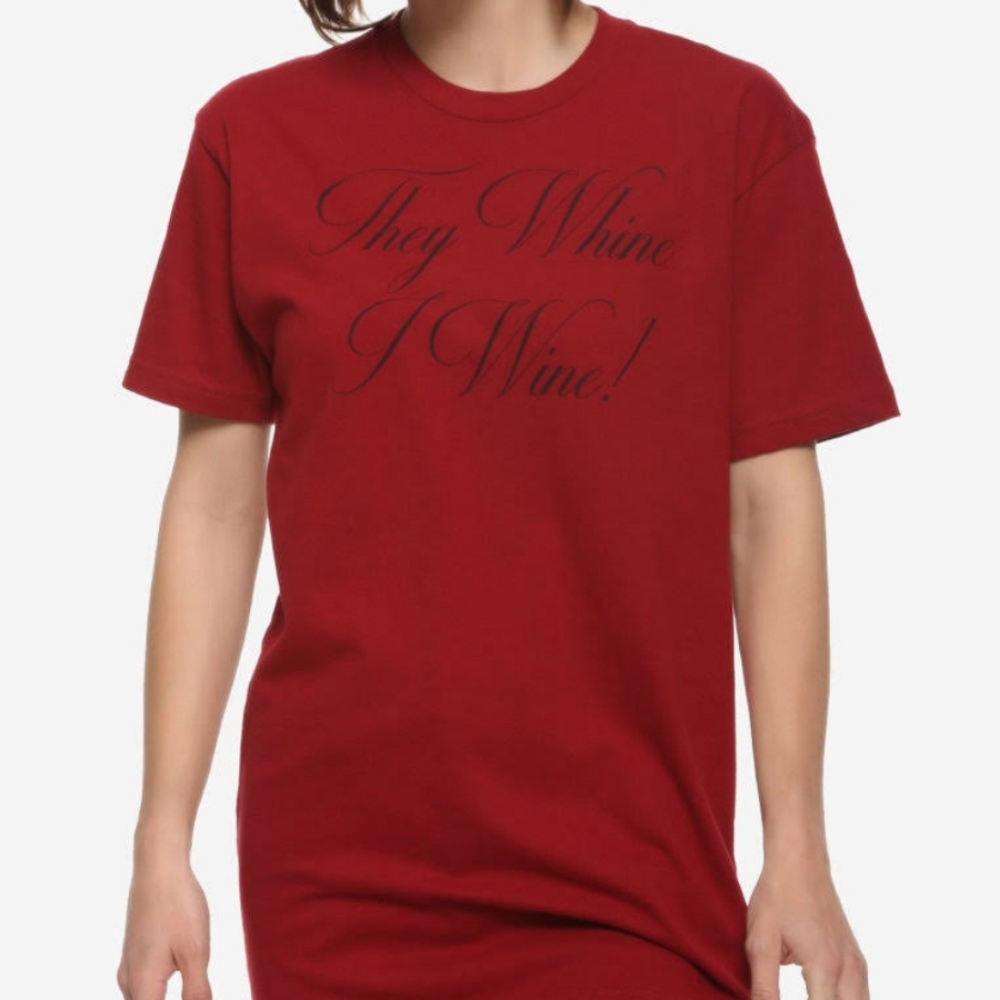 Box Lunch They Whine I Wine Burgundy Black Letters